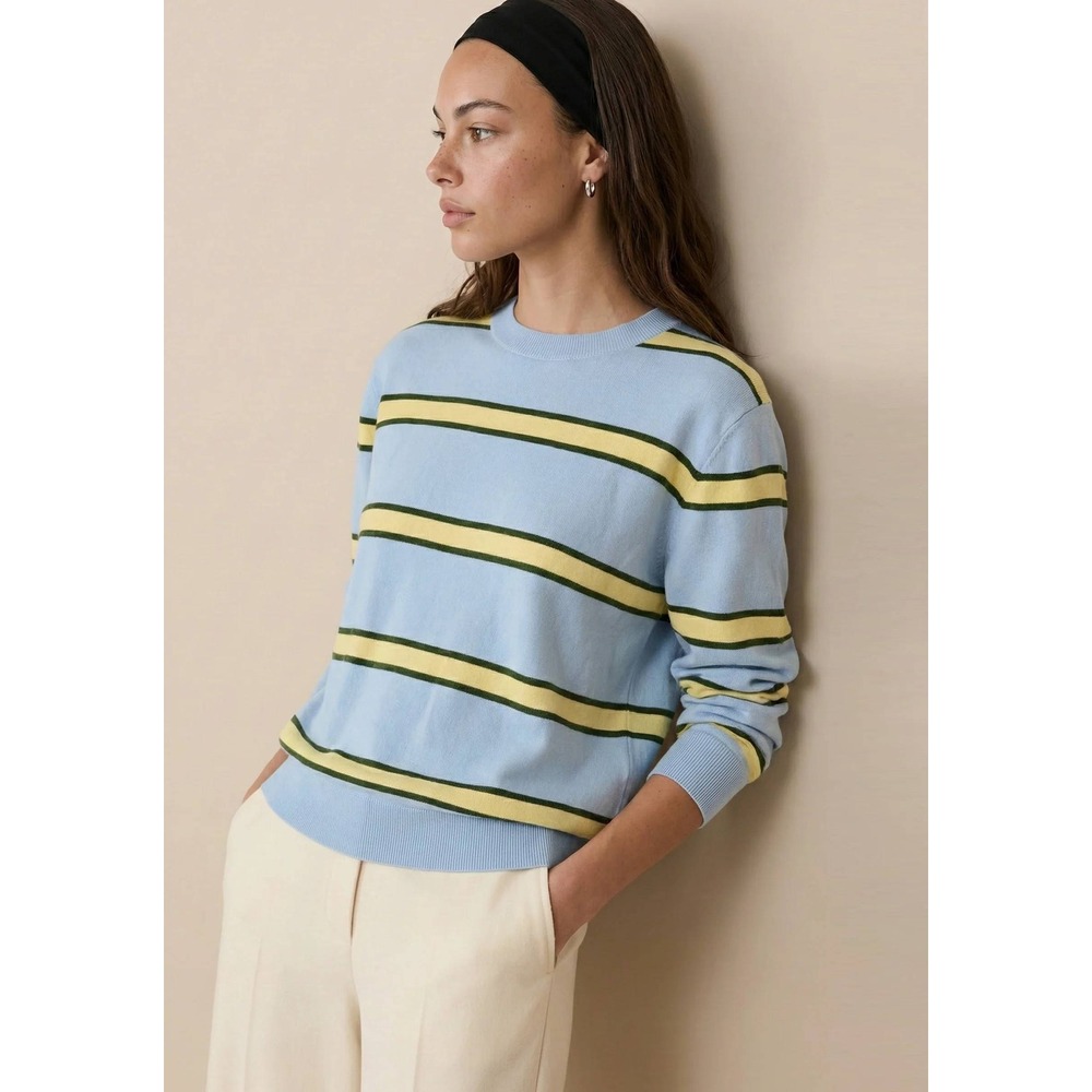 NWT CAARA Sailor Cotton Sweater in Lemon Stripe - Size XS
